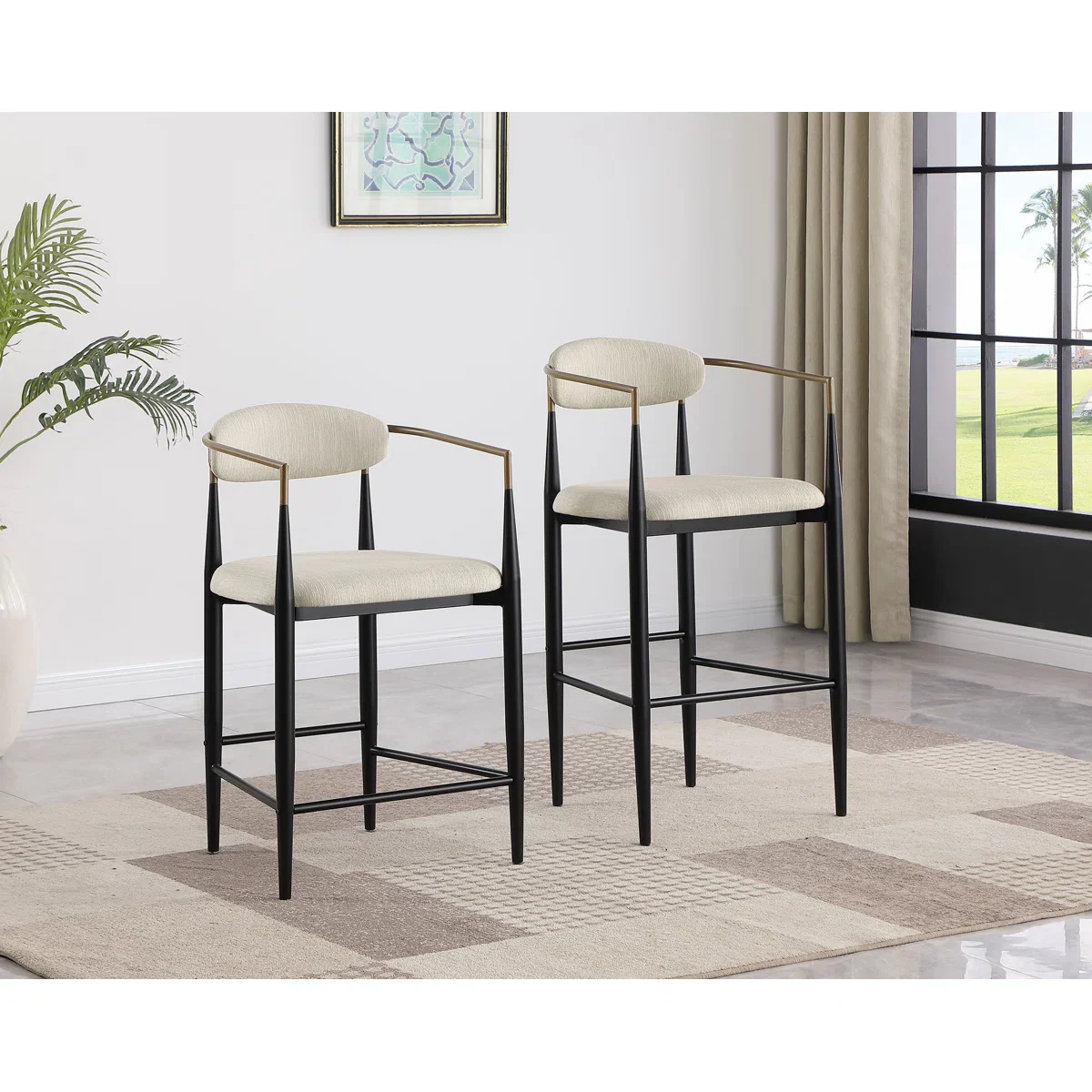 (Set of 4) Amen Upholstered Counter Stools SHOWROOM ITEM