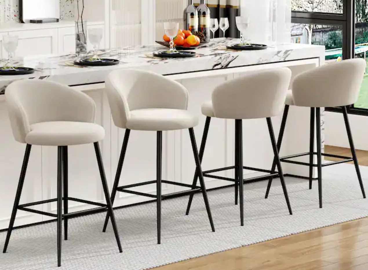 SET OF 4 Bar Height Upholstered Counter Stools, 30" SHOWROOM ITEM