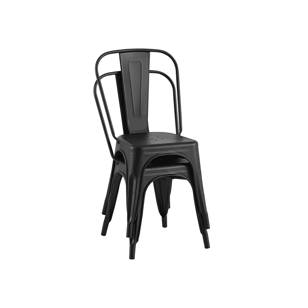 Set Of 4 Industrial Metal Dining Chairs Stackable - Image 2
