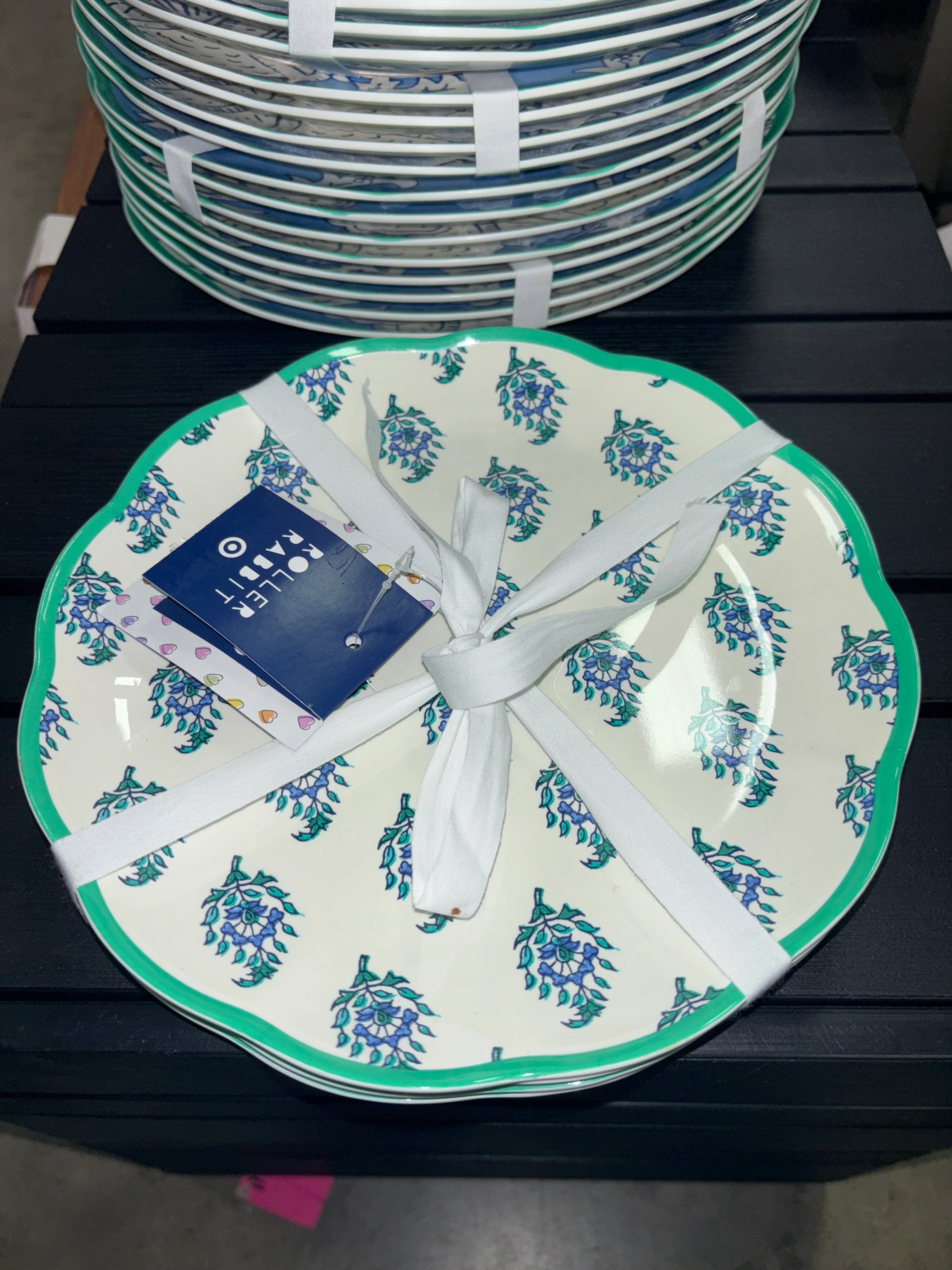 (Set of 4) Roller Rabbit Bouquet Melamine 9” Salad Plates SHOWROOM ITEM - Image 2