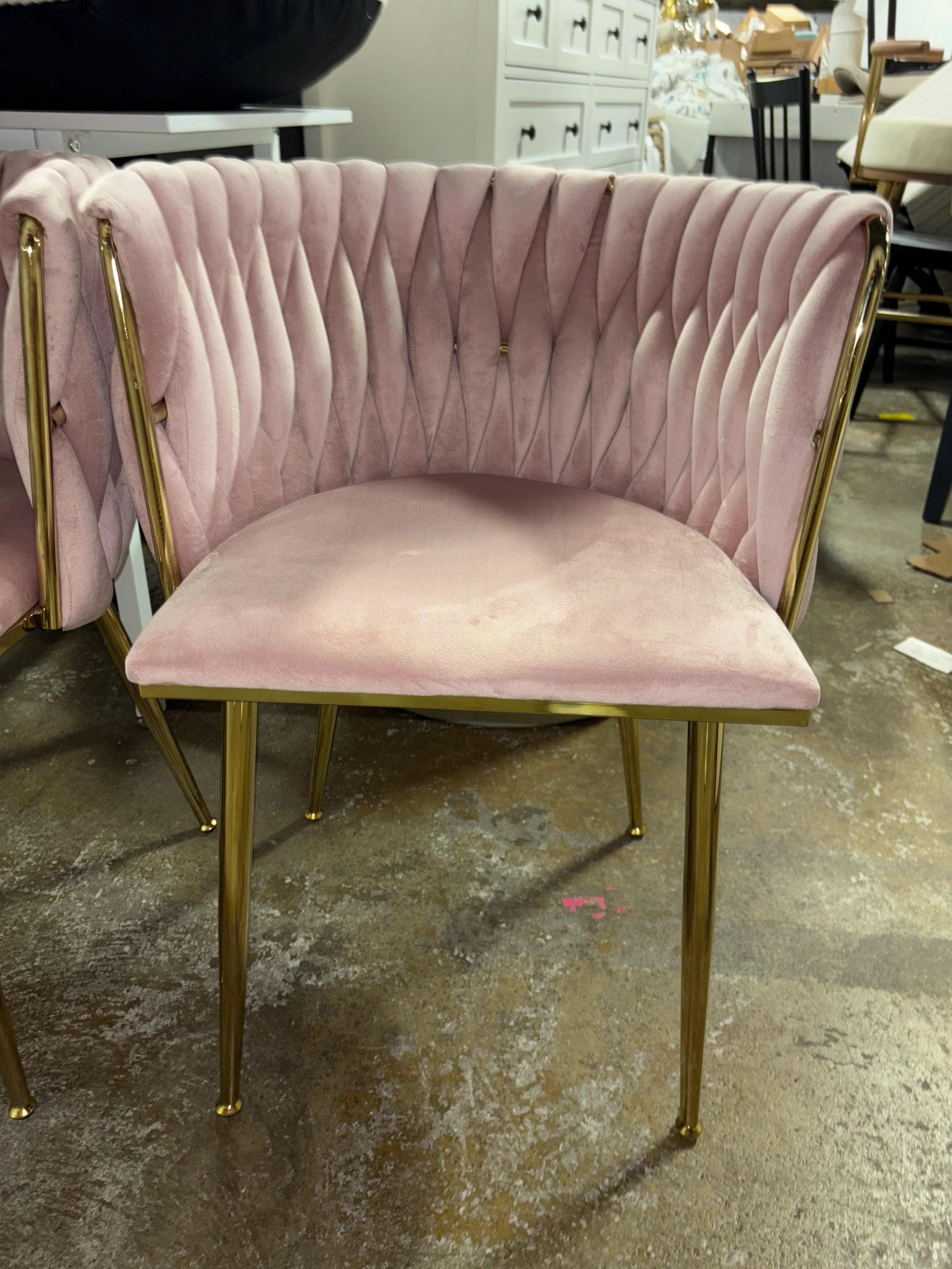 (Set of 4) The Woven Dining Chairs - Pink SHOWROOM ITEM - Image 4