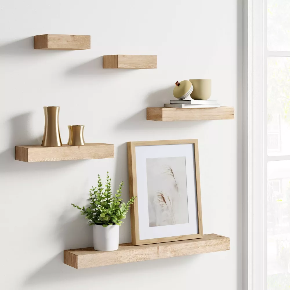Set of 5 Wall Shelf Natural - Image 5