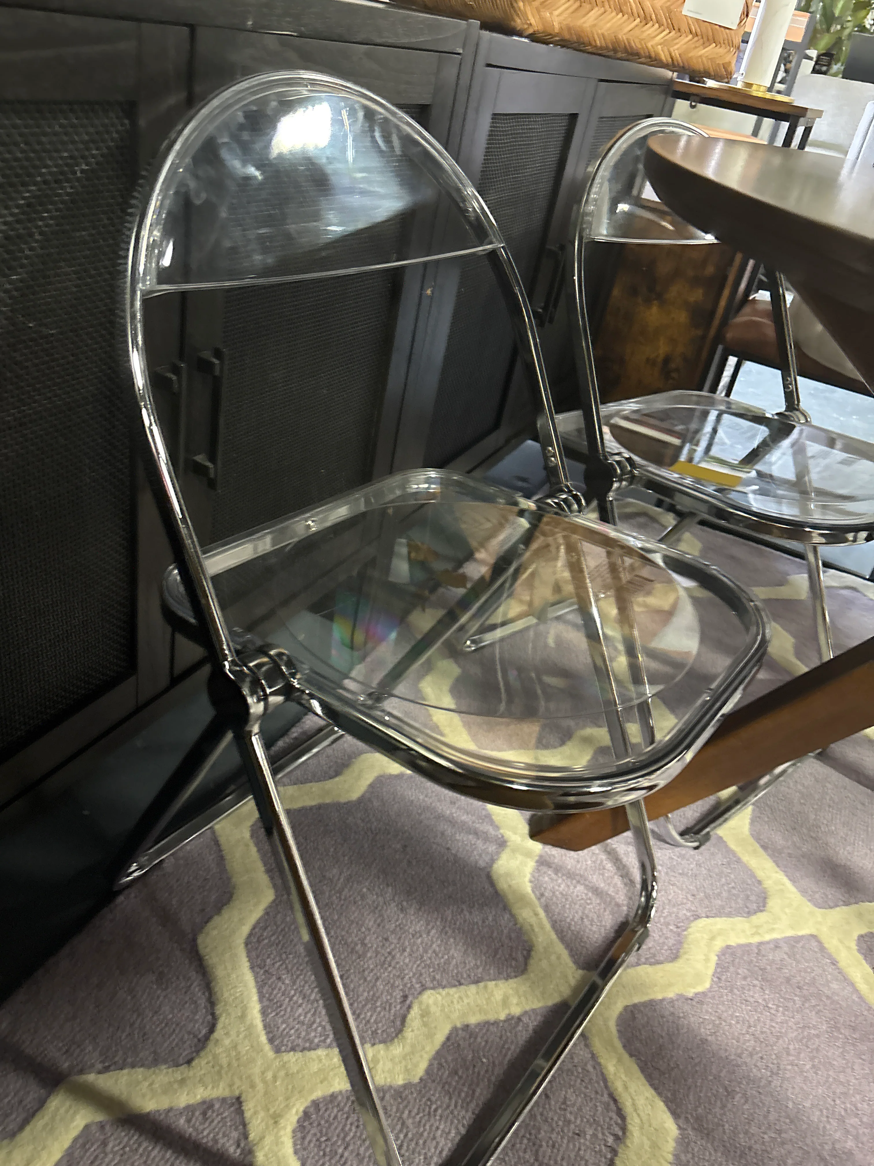 (Set of 6) Modern Metal Acrylic Folding Chair SHOWROOM ITEM - Image 6