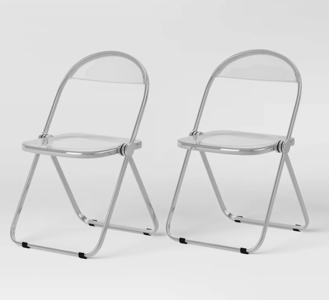 SET OF 6 Modern Metal Acrylic Folding Chair SHOWROOM ITEM