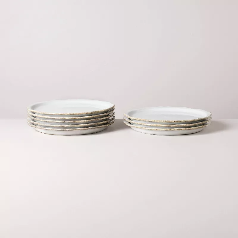 Set of 8 Carved Edge Salad Plates Cream