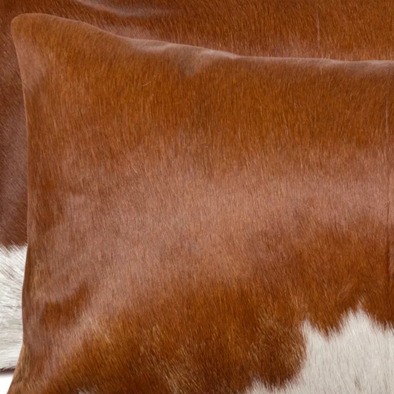 Set of 3 Brown and White Cowhide Throw Pillows - Image 2