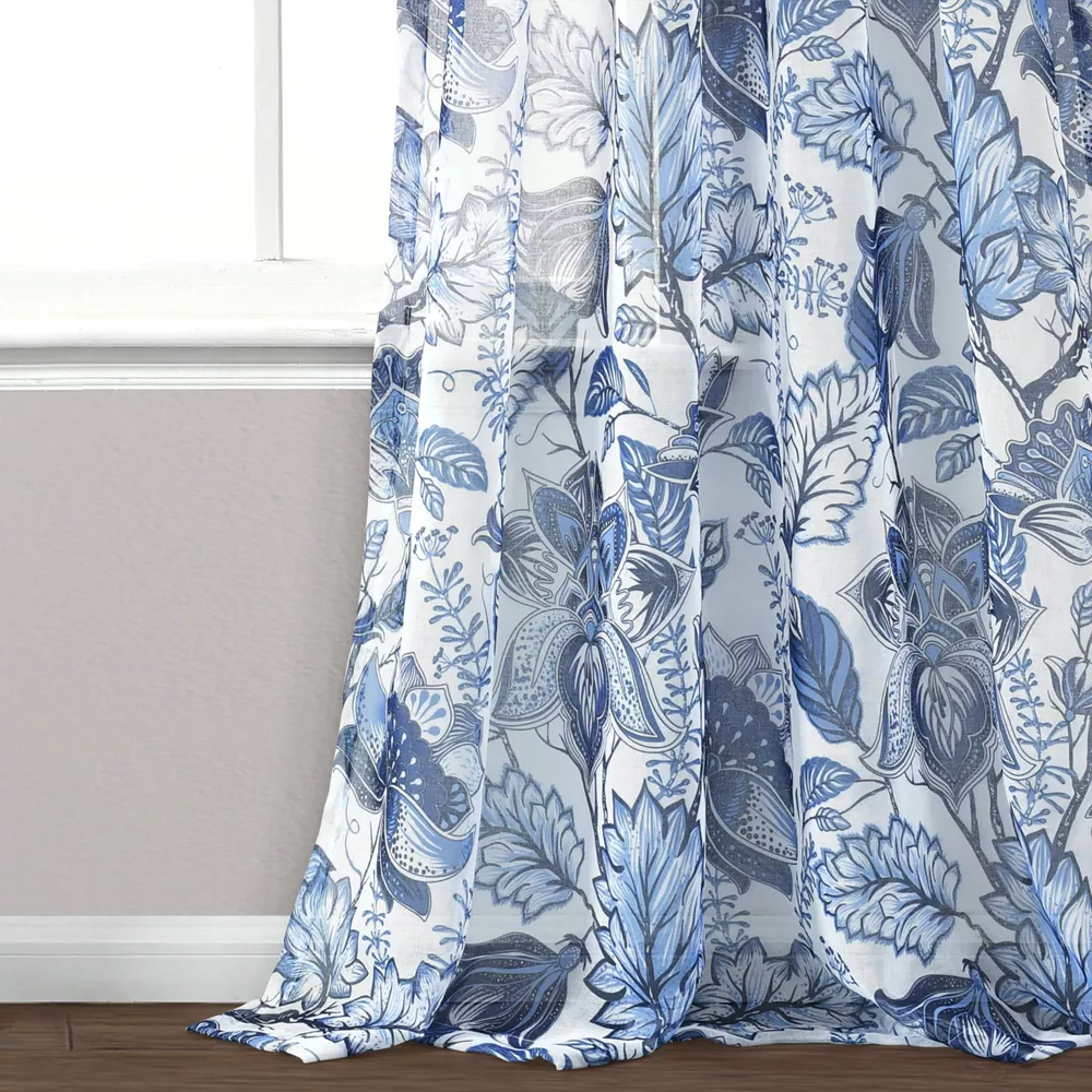 2pk Sheer Cynthia Jacobean Curtain Panels Blue - Image 3