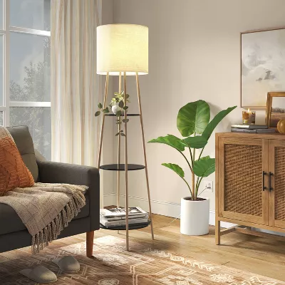Shelf Floor Lamp Black/Natural - Image 4