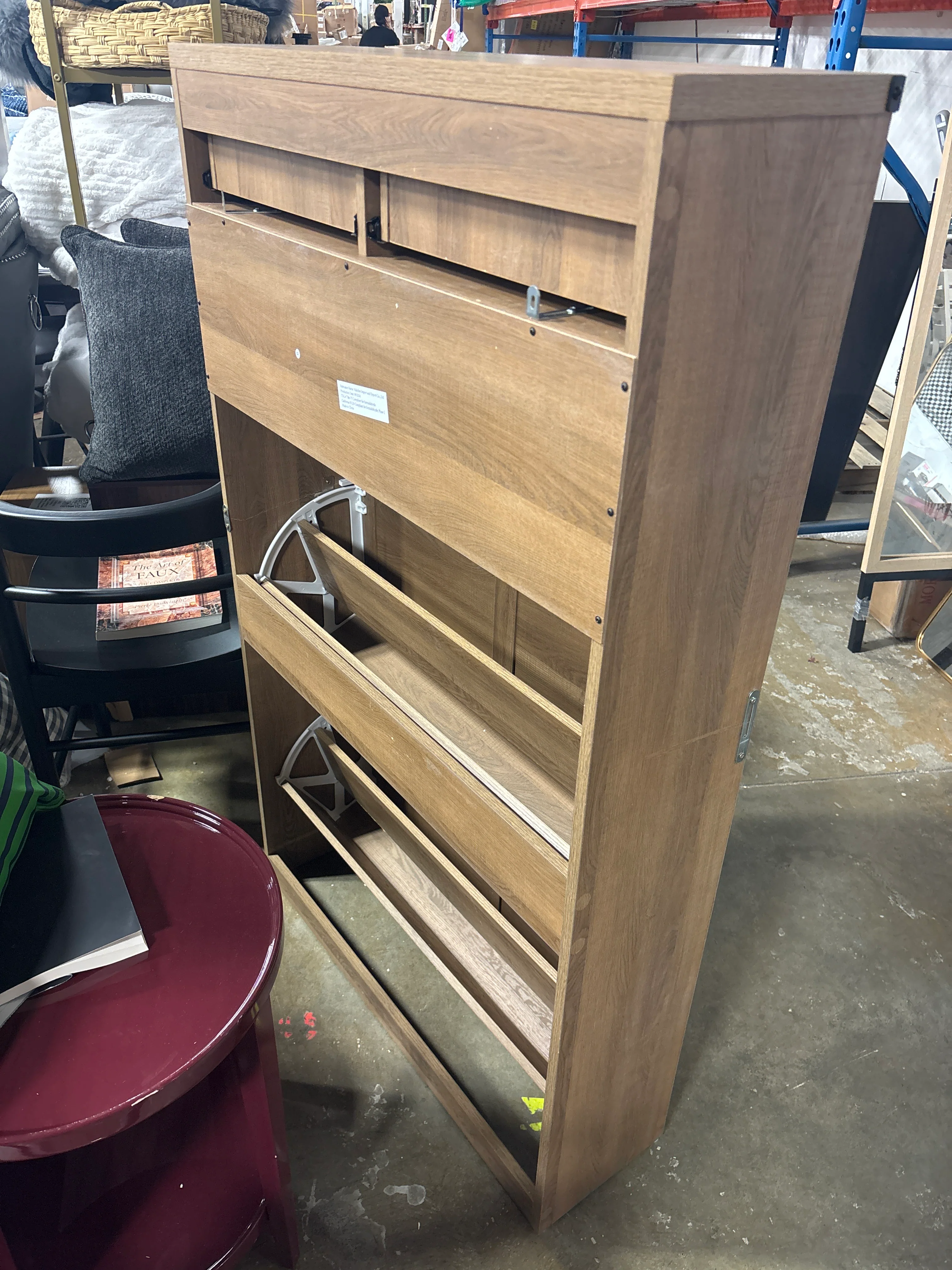 Shoe Cabinet with 3 Flip-Drawers & 2-Drawers Rustic Oak SHOWROOM ITEM - Image 5