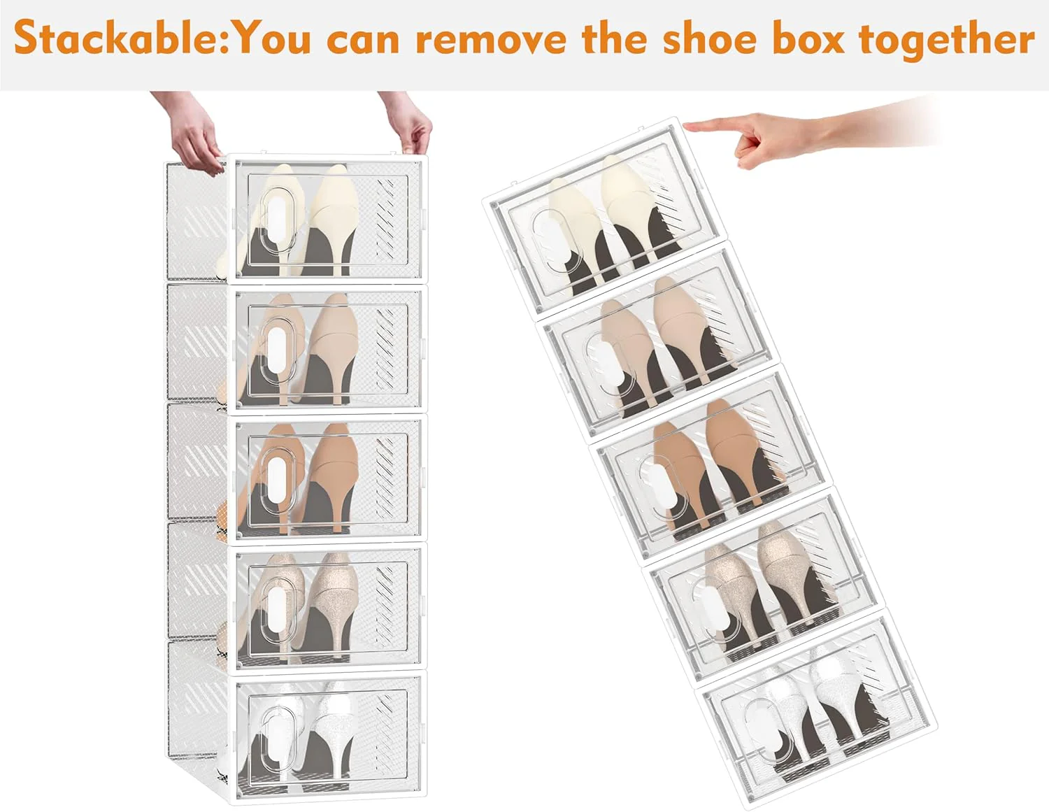 Shoe Storage, 12 Pack Shoe Organizer Clear Plastic Stackable for Size 10 - Image 5