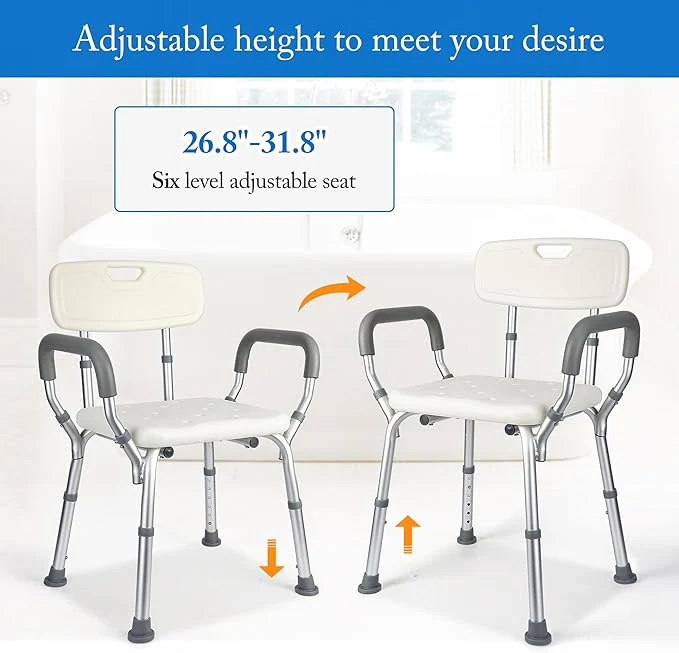 Shower Chair Seat for Senior with Padded Armrests for Bathtub Slip Resistant - Image 4
