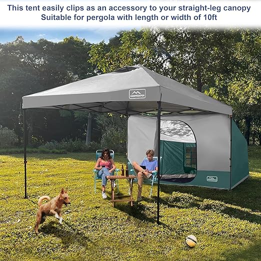 Side Tent Pop Up Canopy, Easy Setup Gazebo Attachment, Camping Tent Green (Canopy and Bracket NOT Included) - Image 5