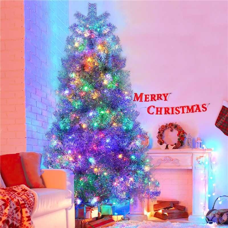 Silver Pre-Lit Artificial Christmas Tree