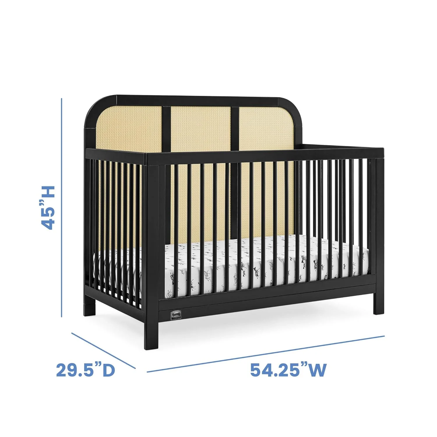 Simmons Kids Theo 6-in-1 Convertible Crib - Black/Textured Almond - Image 5