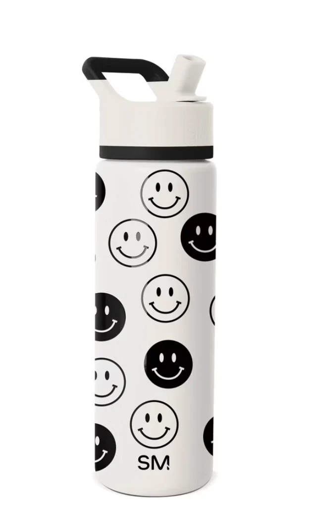 Simple Modern 22oz Summit Happy Face Water Bottle Cream/Black SHOWROOM ITEM