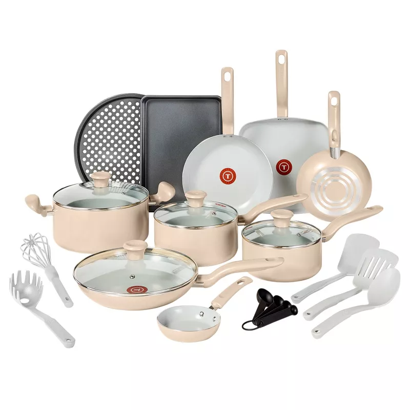 20pc Ceramic Nonstick Cookware Set Beige
