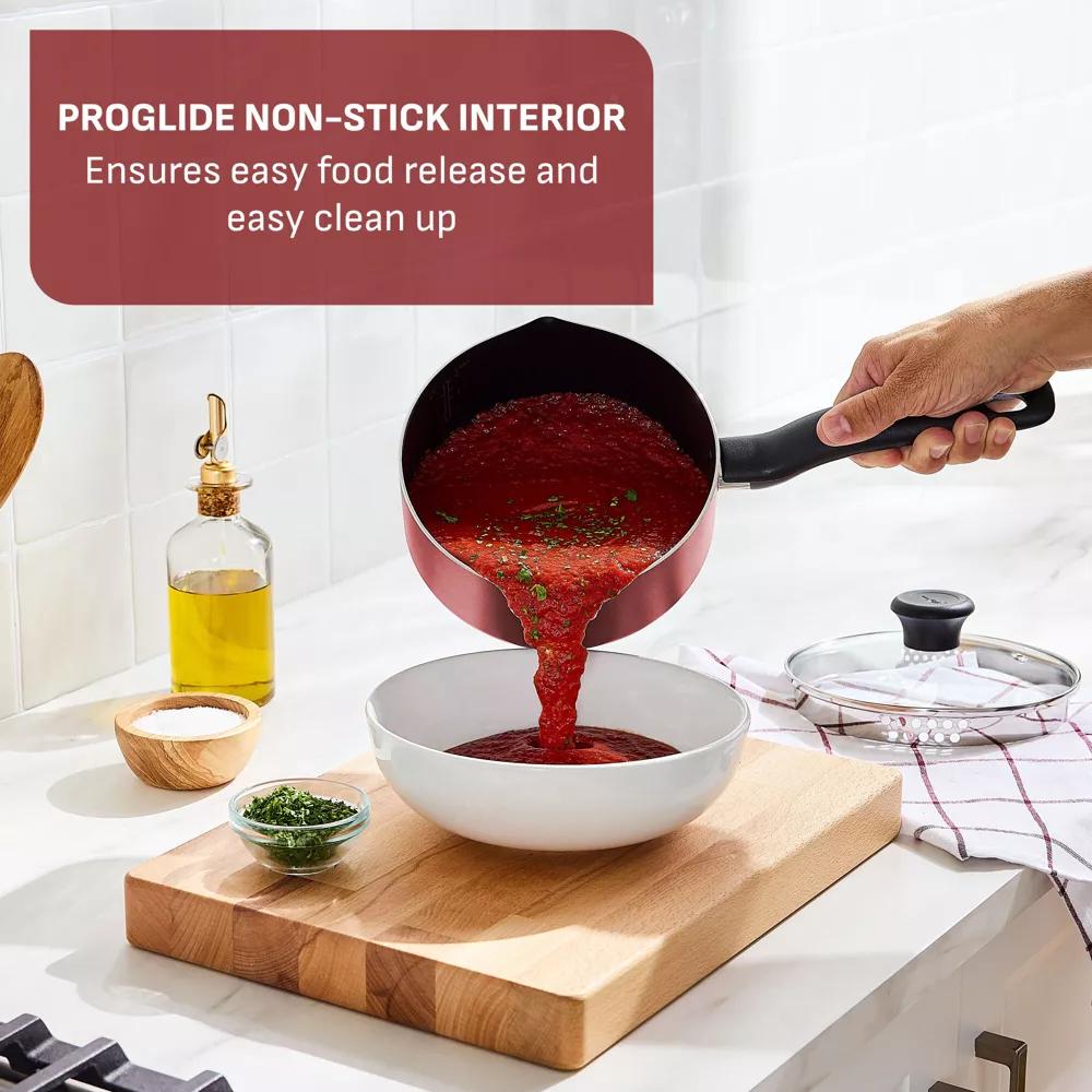 Simply Cook Nnstick Sauce Pan with Lid Red - Image 5