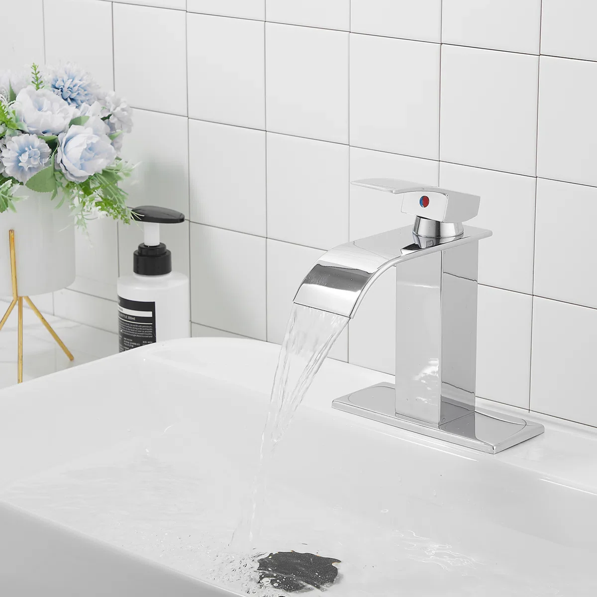 Single-Hole Single-handle Bathroom Faucet with Drain Assembly Chrome, - Image 2