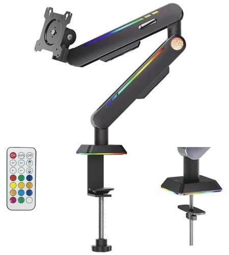 Single Monitor Mount Built-in RGB Lights Adjustable Monitor Arm with LED