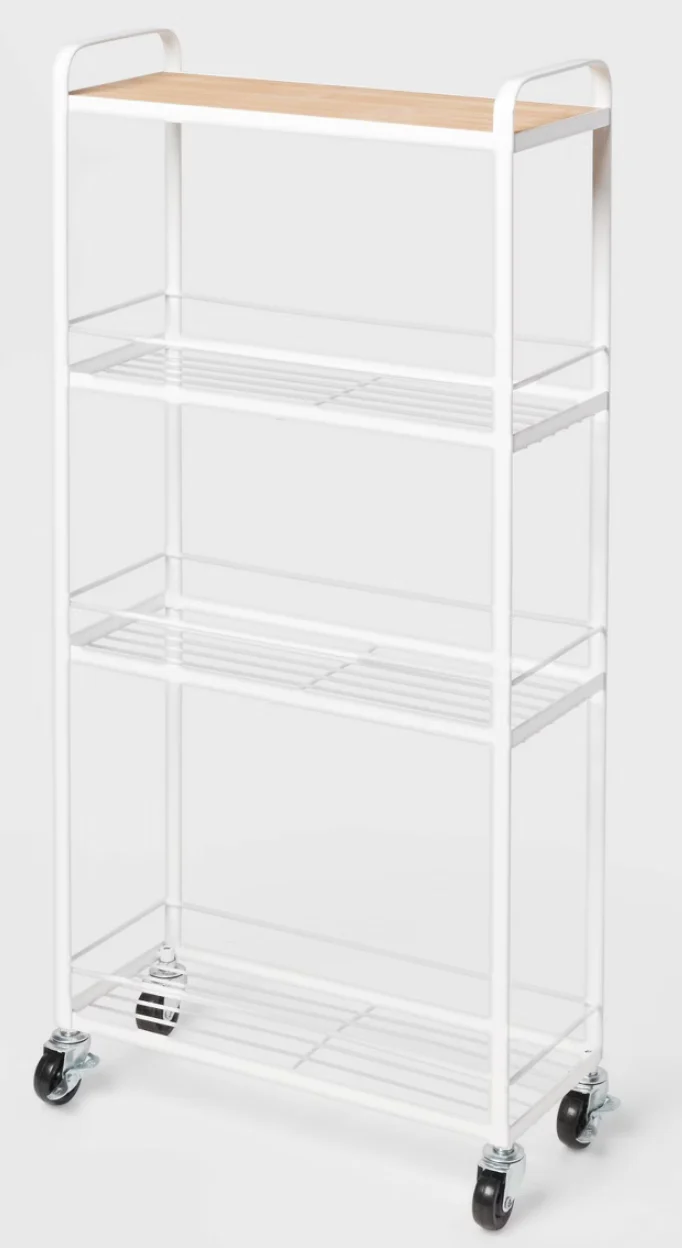 Skinny Storage Cart Matte White - Brightroom™: Iron Utility Cart, No Assembly, Narrow Profile SHOWROOM ITEM