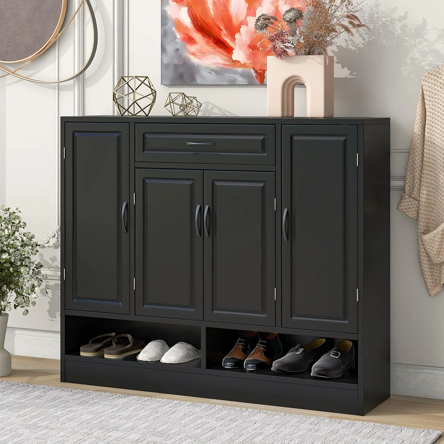Sleek and Modern Shoe Cabinet with Adjustable Shelves - Image 3