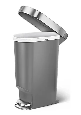 Slim Plastic Step Trash Can, Gray - Image 2