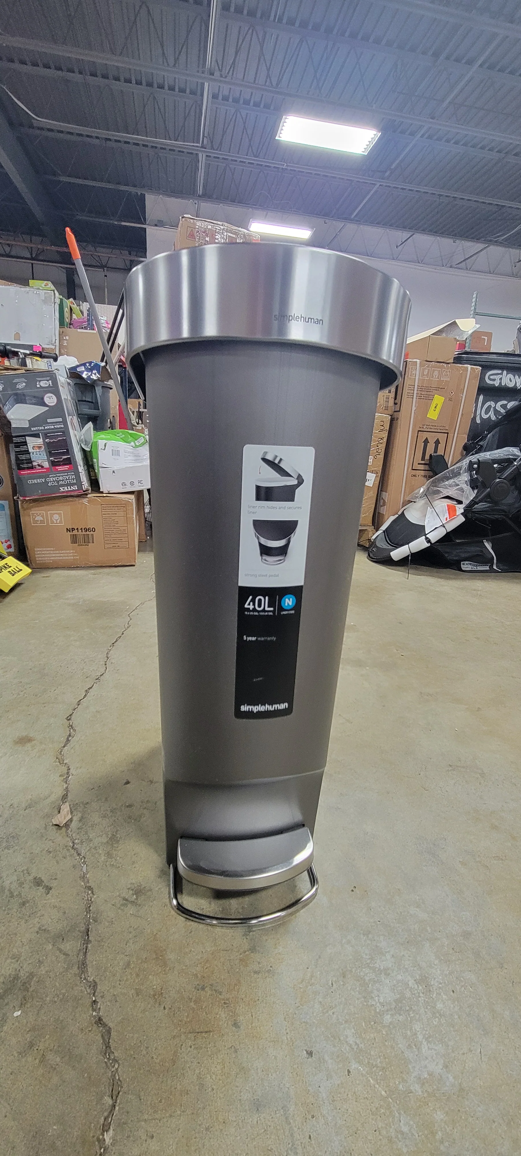 Slim Plastic Step Trash Can, Gray - Image 5