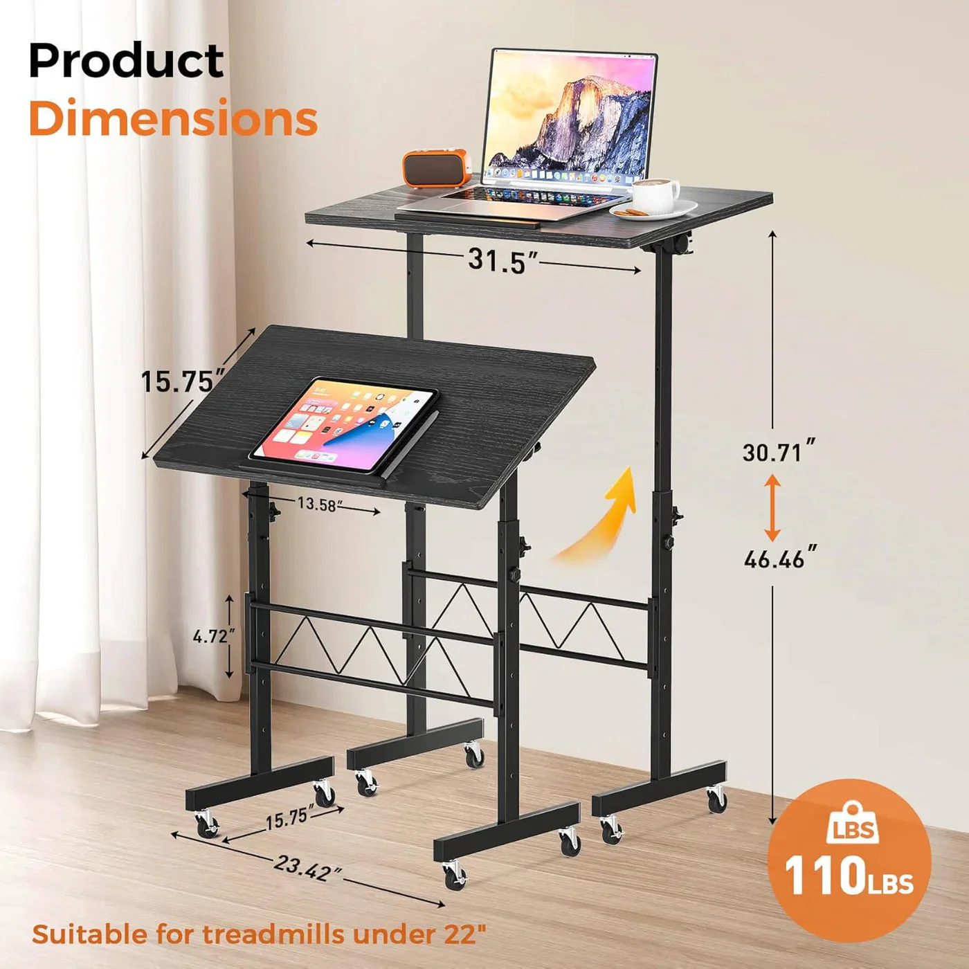 Small Adjustable Standing Desk & Tiltable Tabletop - Image 5