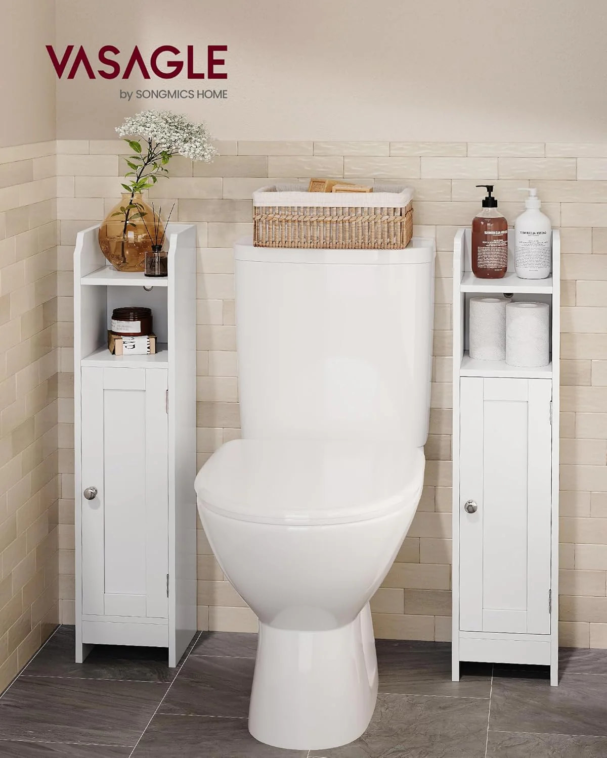 Small Storage Corner Floor Cabinet with Door, Cloud White - Image 5