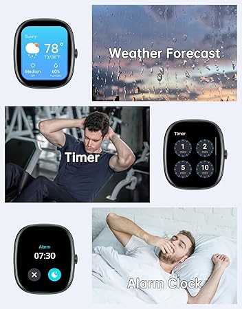 Smart Watches for Women Men (Answer/Make Calls), 1,85" HD Smart Watch for iPhone/Android Phones, Fitness Tracker with 100+ Sport Heart Rate/Sleep Monitor Pedometer IP68 Waterproof (Black) - Image 3