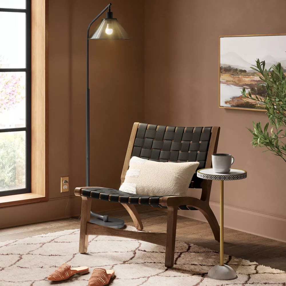 Smoked Glass Floor Lamp Black - Image 3