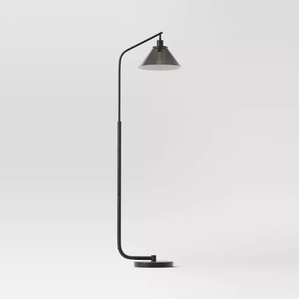 Smoked Glass Floor Lamp - Black SHOWROOM ITEM