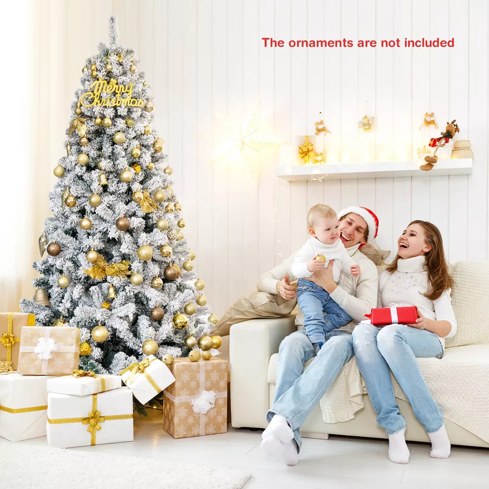Snow Flocked Hinged Artificial Christmas Tree Unlit Metal - Image 4