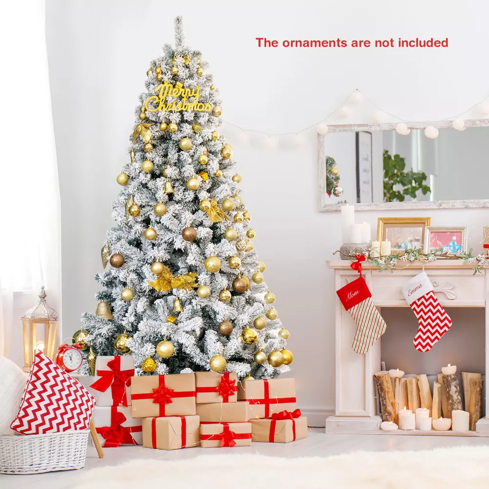 Snow Flocked Hinged Artificial Christmas Tree Unlit Metal - Image 5