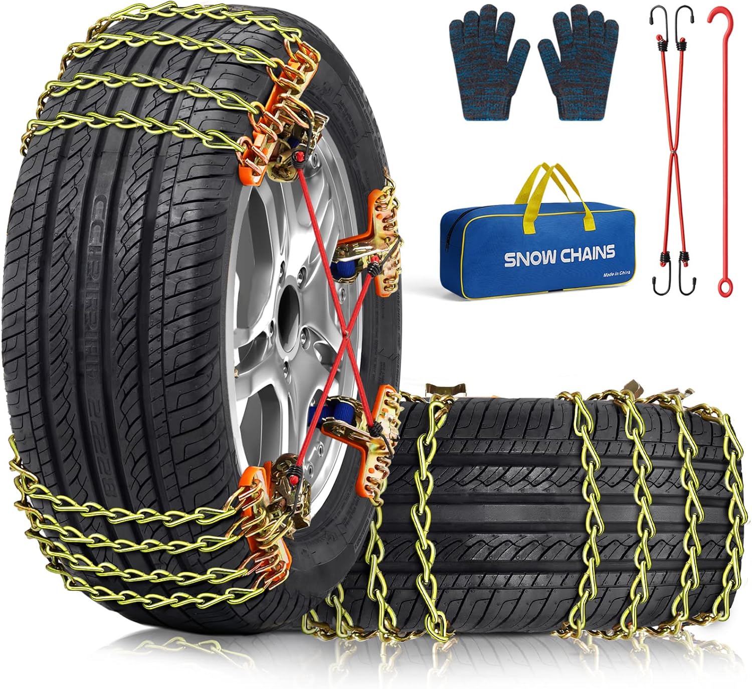 Snow Tire Chains for Car SUV Pickup Trucks, Universal Car Snow Chains