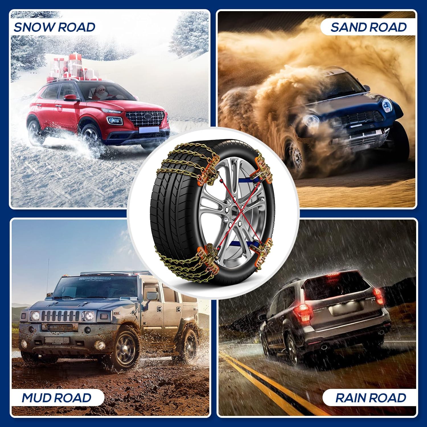 Snow Tire Chains for Car SUV Pickup Trucks, Universal Car Snow Chains - Image 2