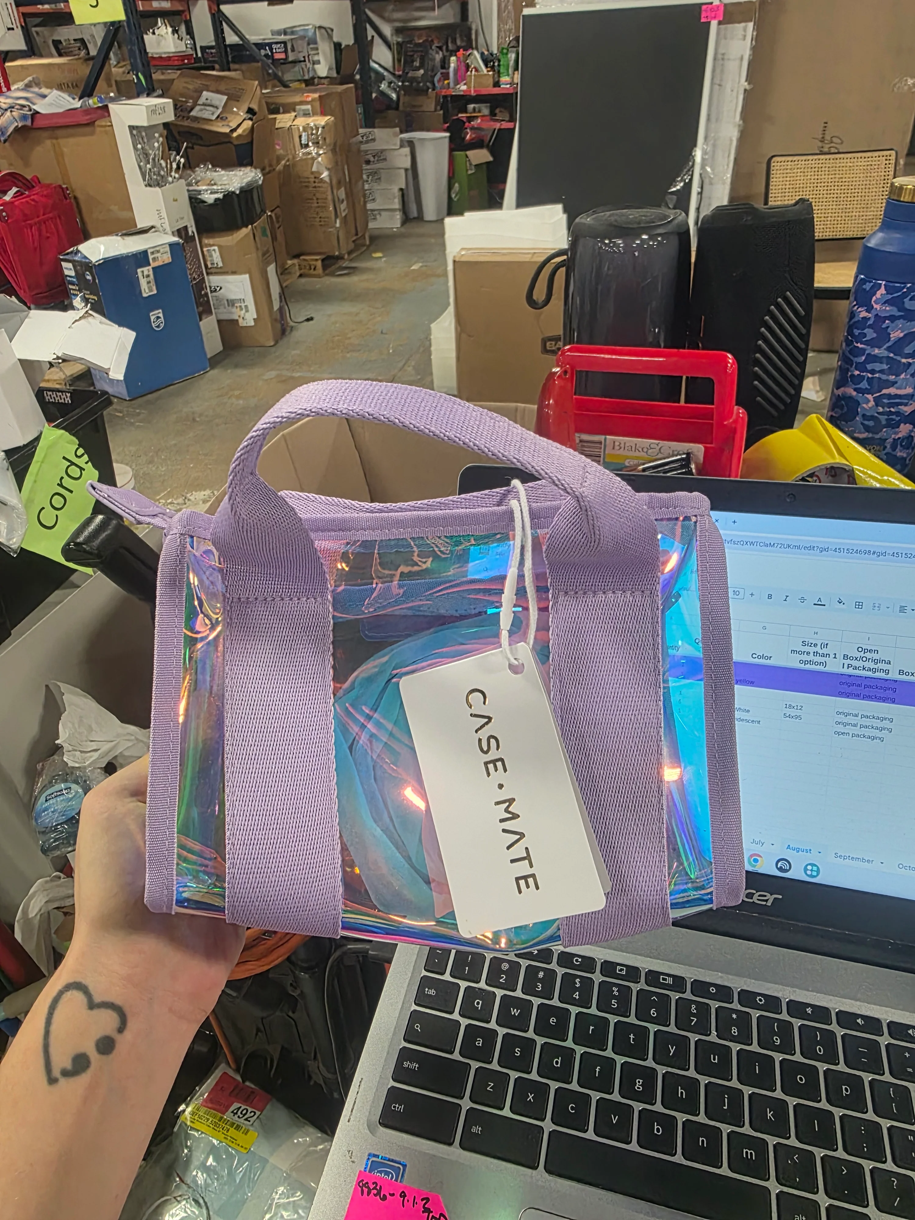 Soap Bubble Small Beach Tote - Iridescent with Crossbody Strap - Waterproof, Tip-Proof, Foldable & Washable - Image 6