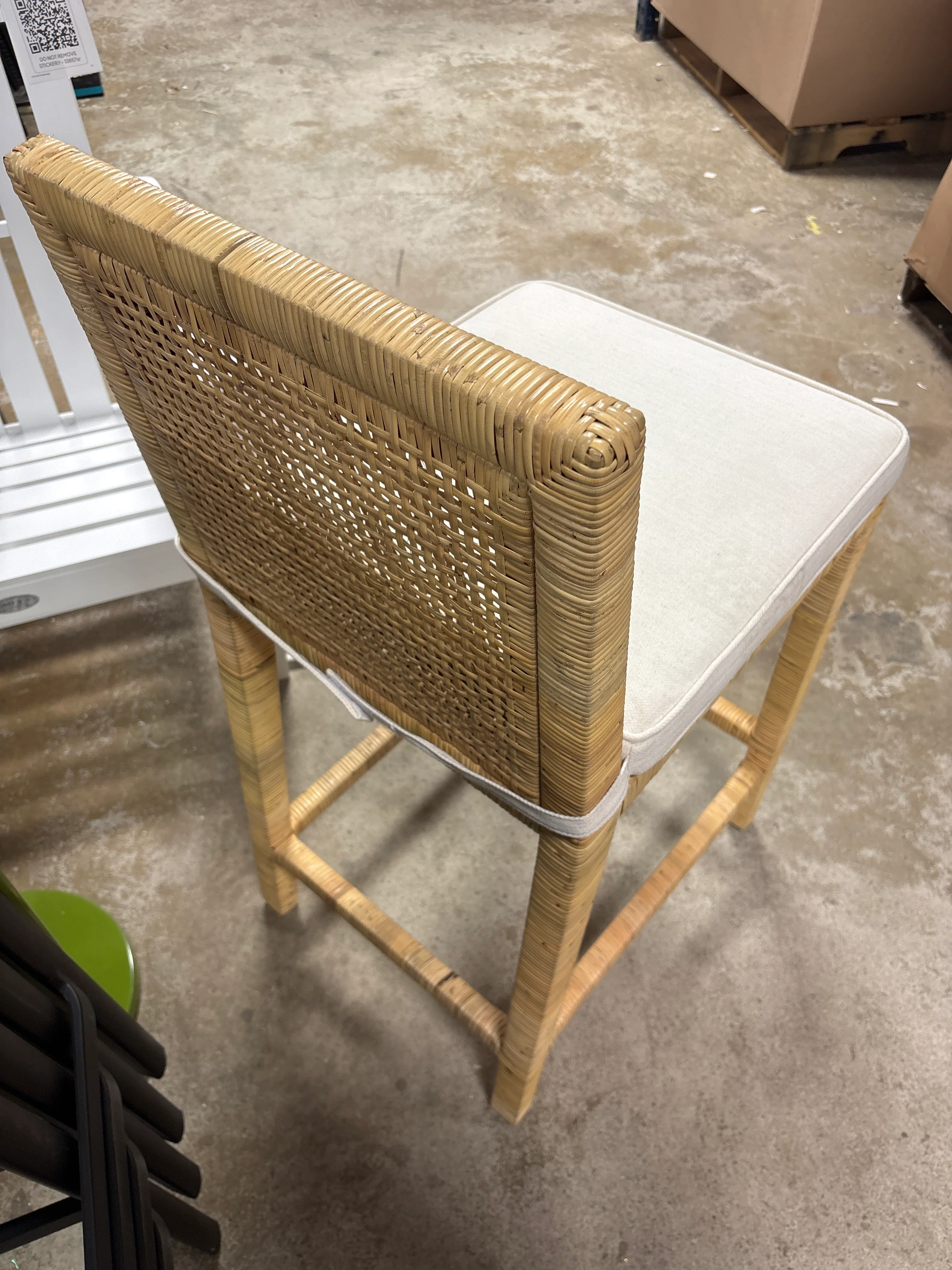 Sofia Wood and Rattan Counter Height Barstool Natural SHOWROOM ITEM - Image 4