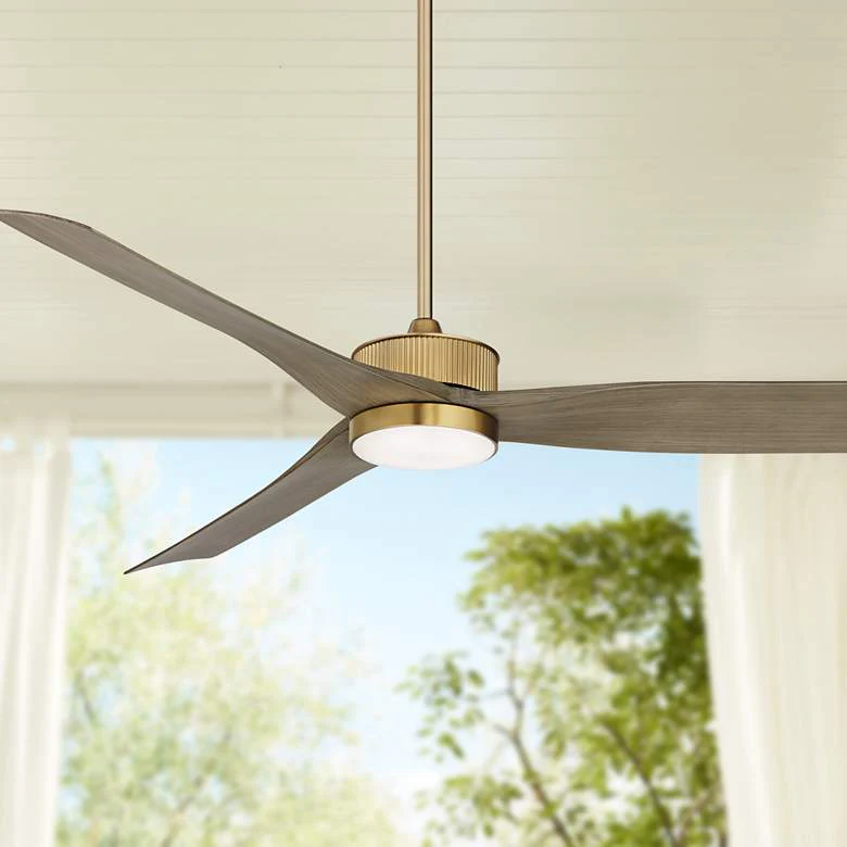 Soft Brass LED Damp Rated Fan - Image 2