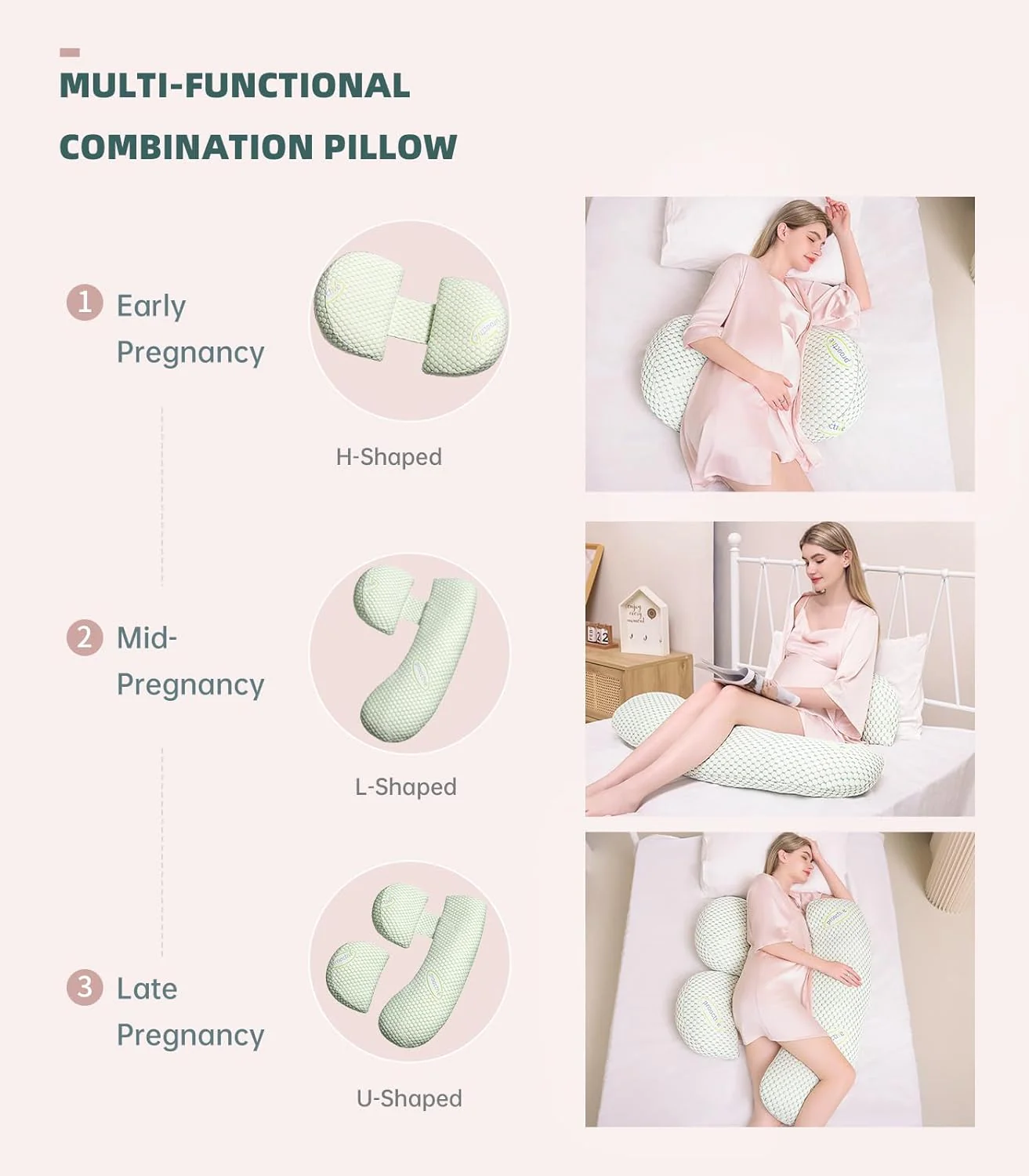 Soft Pregnancy Body Pillow, Support for Back, Belly, HIPS, Legs, Maternity Pillow with Detachable and Adjustable Pillow Cover - Image 5