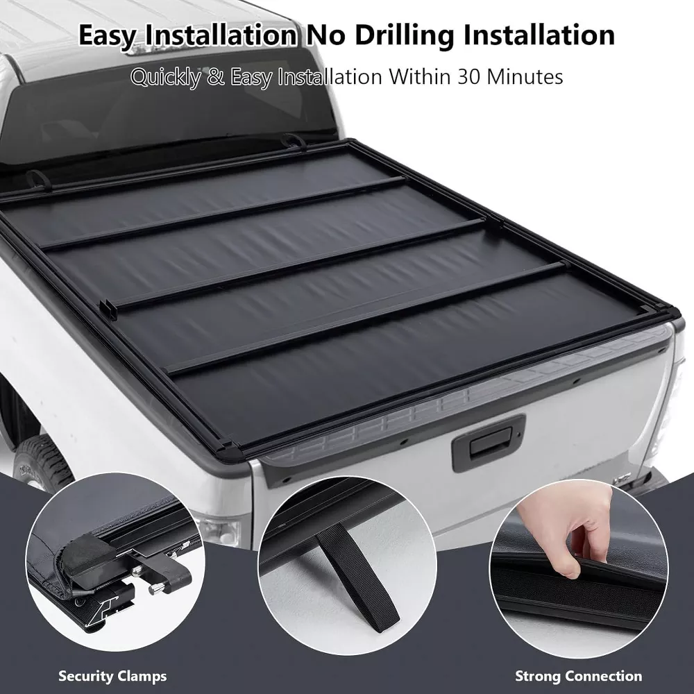 Soft Roll-Up Tonneau Cover for Truck Bed - No Drill Installation - Image 2