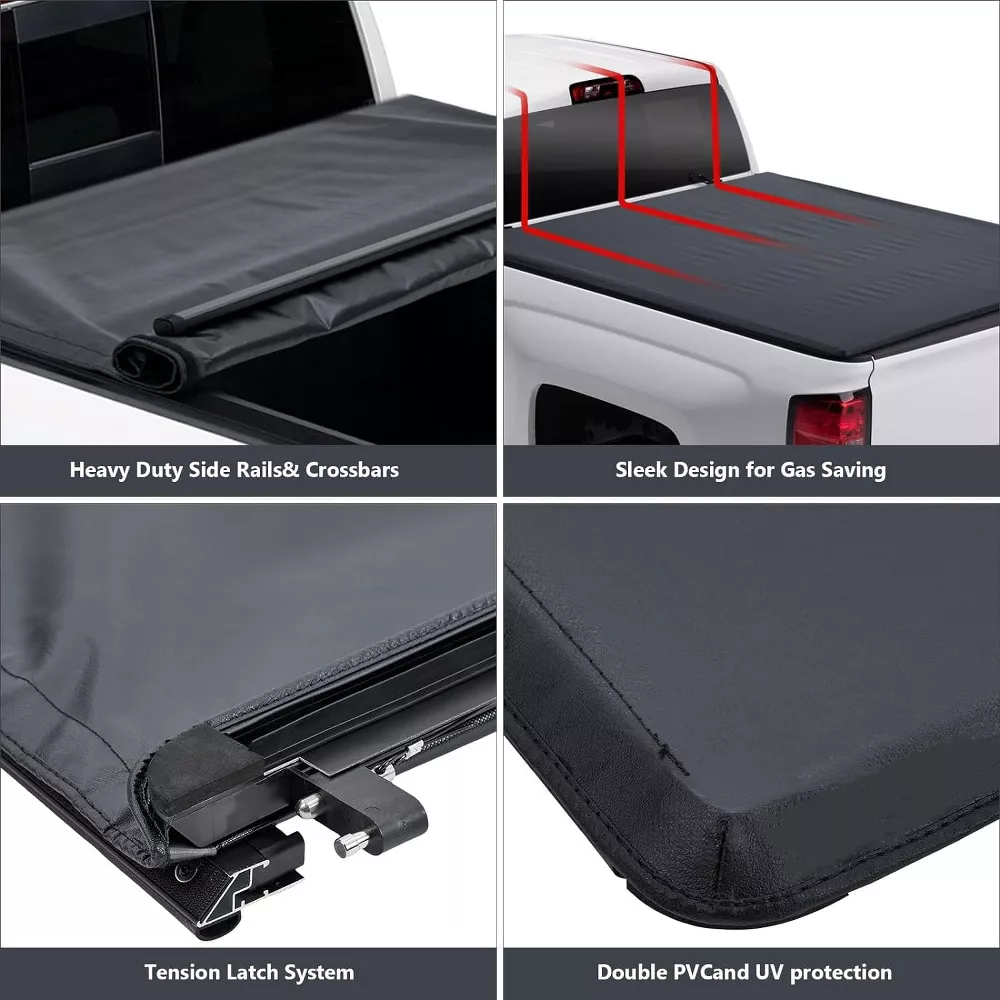 Soft Roll-Up Tonneau Cover for Truck Bed - No Drill Installation - Image 3