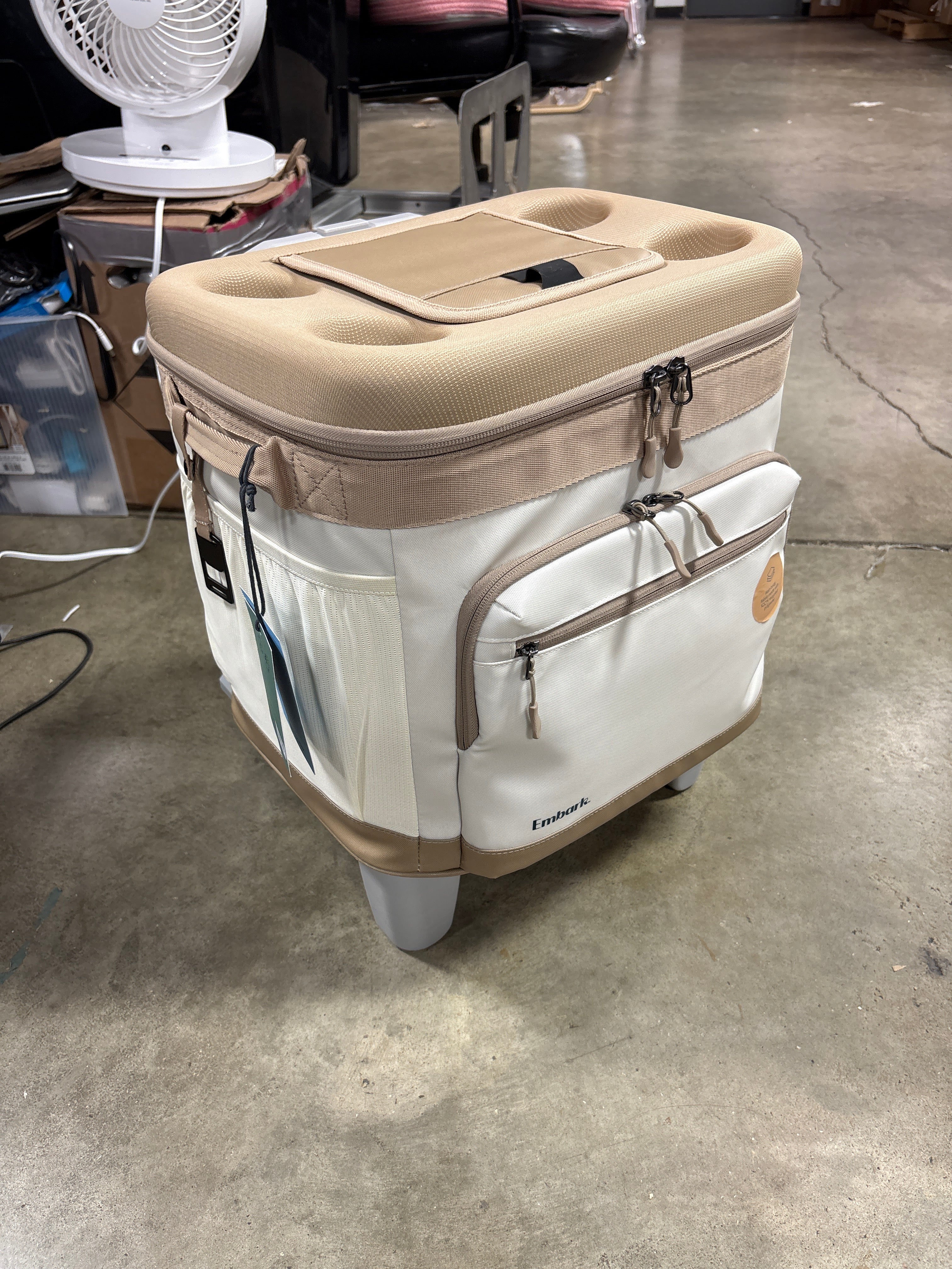 Soft Sided 26qt Roller Cooler Tan - Embark™: Rolling Cooler with Retractable Handle SHOWROOM ITEM - Image 2