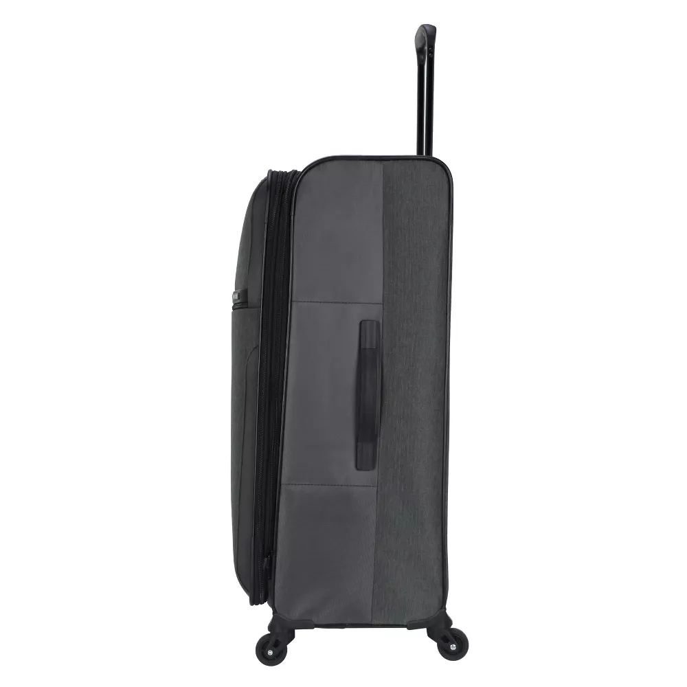 Softside Large Checked Spinner Suitcase - Gray - Image 4