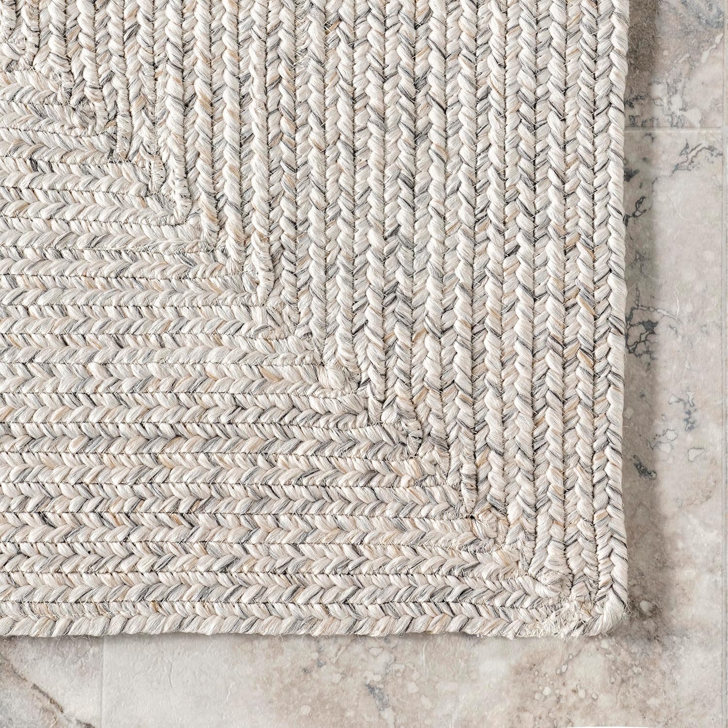 Solid Hand Braided Indoor/Outdoor Area Rug Wynn Ivory - Image 3