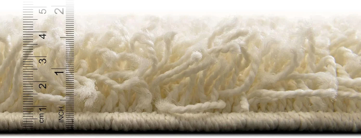 Solid Shag Collection Area Rug 9' x 12' Pure Ivory - Image 4