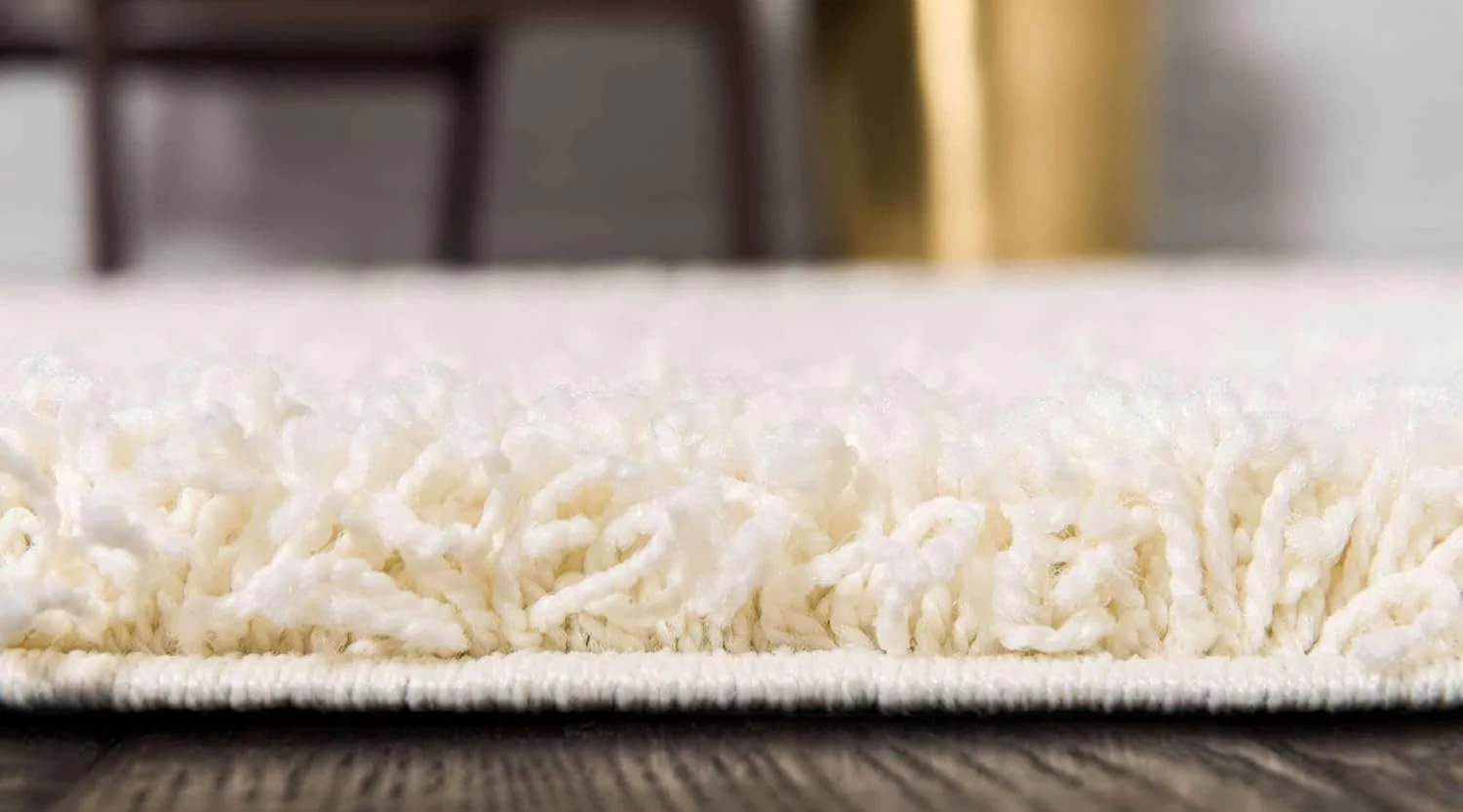 Solid Shag Collection Area Rug 9' x 12' Pure Ivory - Image 5