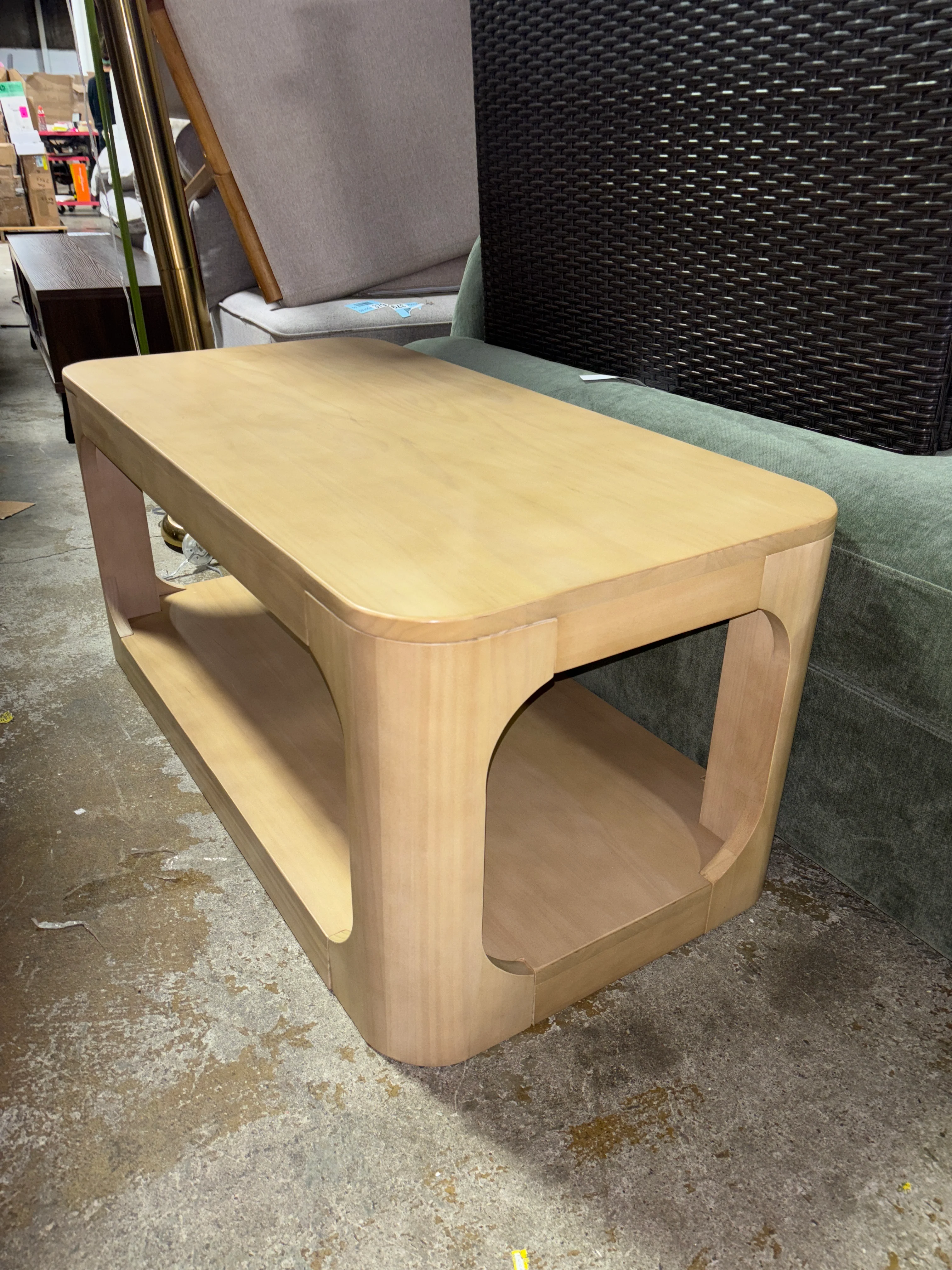 Solid Wood 40" Modern Rectangular Coffee Table - Pecan SHOWROOM ITEM - Image 2