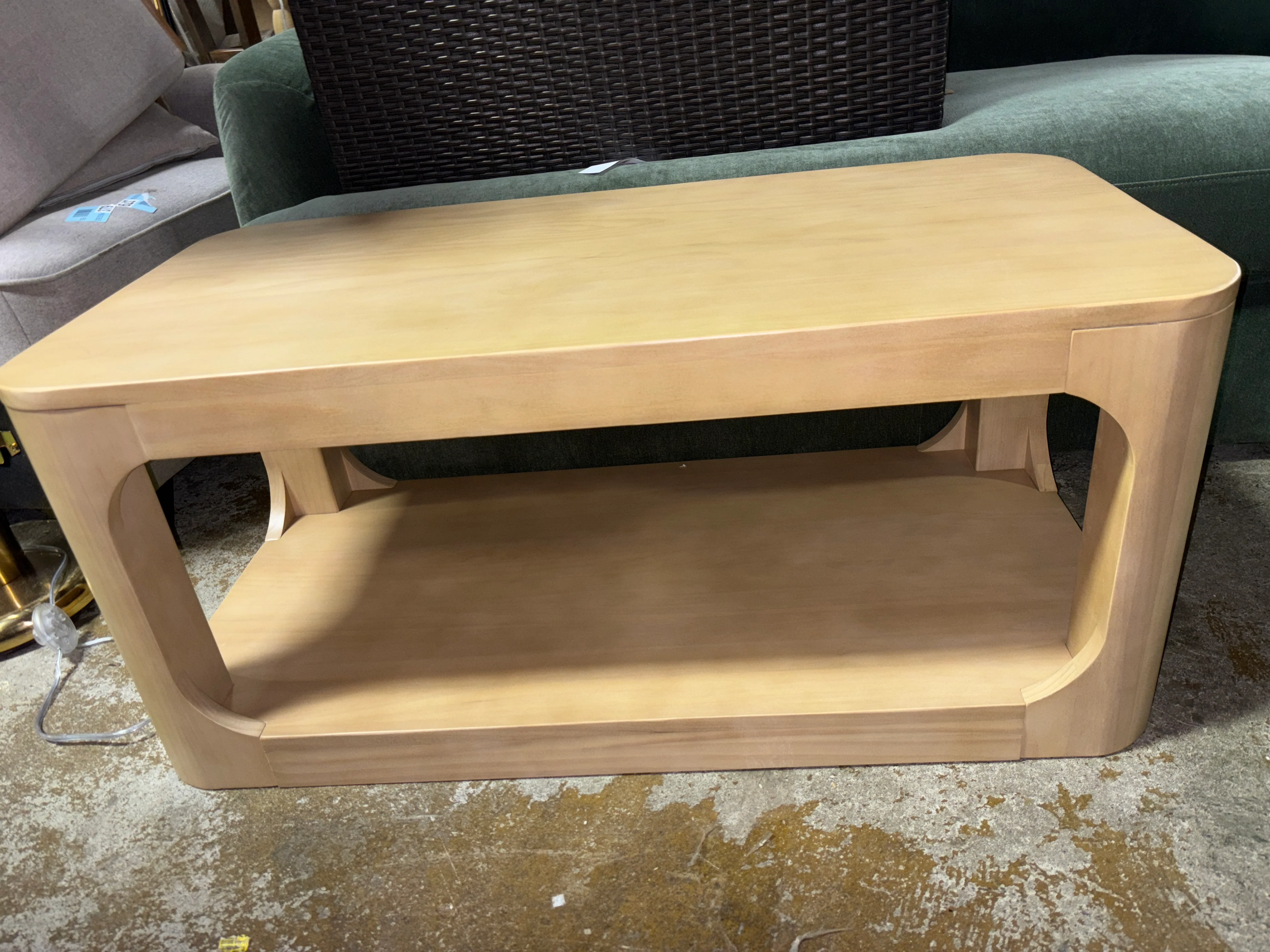 Solid Wood 40" Modern Rectangular Coffee Table - Pecan SHOWROOM ITEM - Image 4
