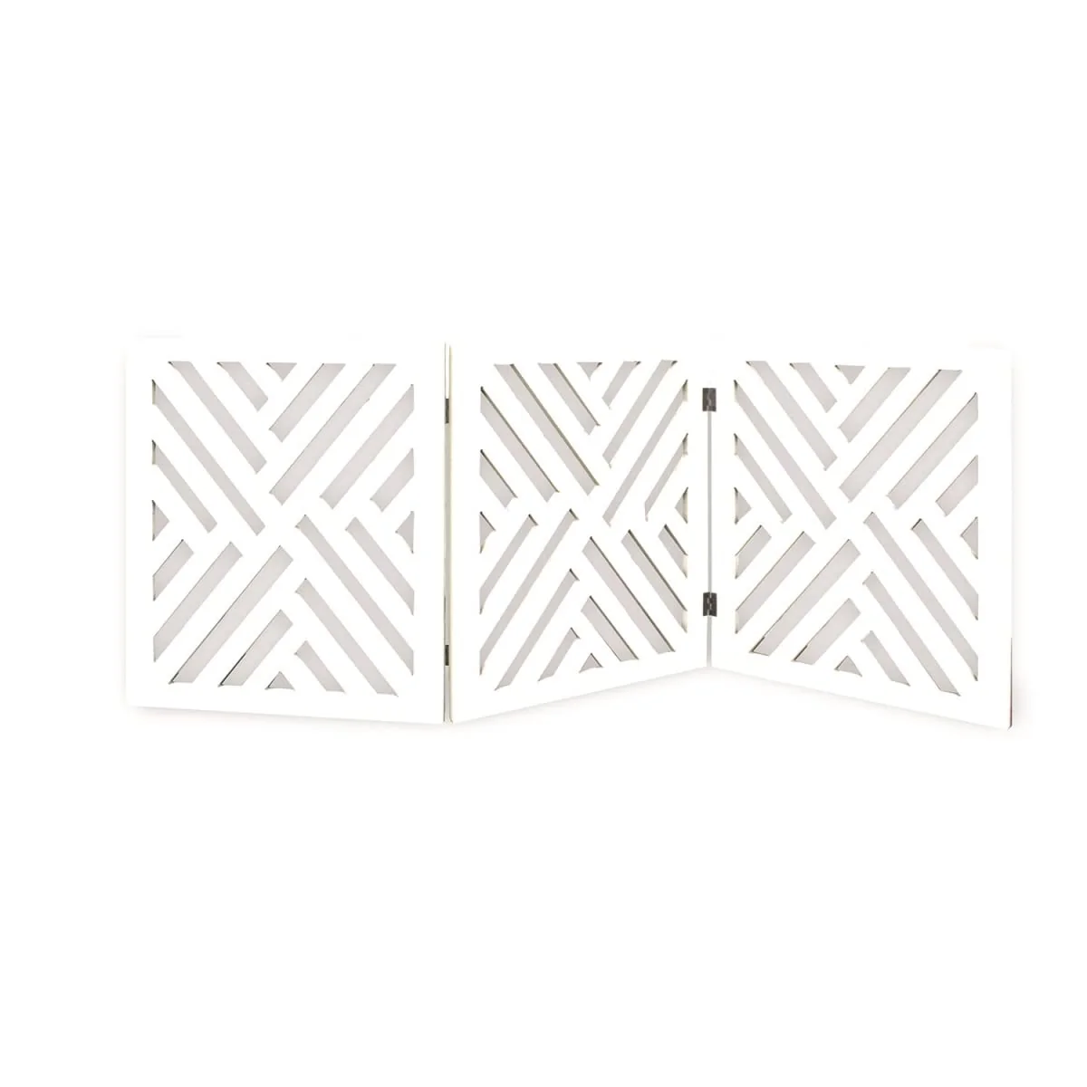 Solid Wood Lattice Freestanding Foldable Adjustable 3-Section Pet Gate